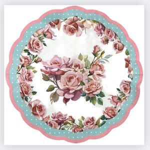 Floral Roses Scalloped Design Luncheon Paper Napkins, 20 ct